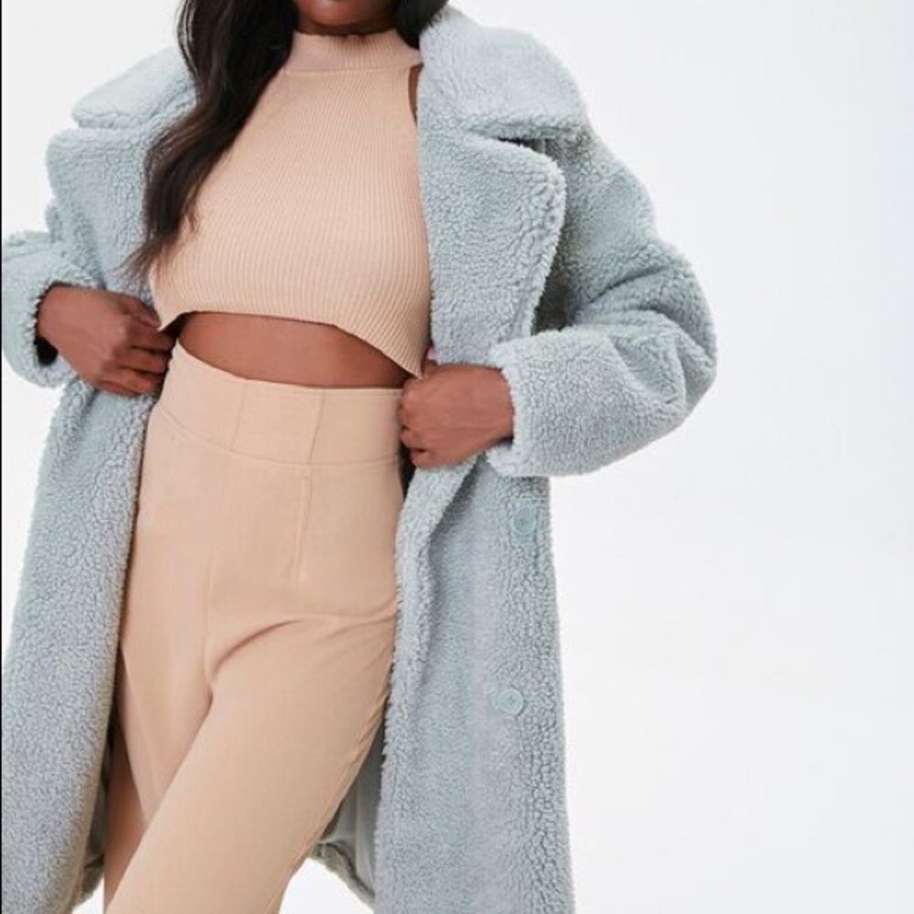Shearling Long Coat SeaFoam Green